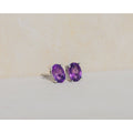 Aretes de amatista oval (Entrega inmediata)