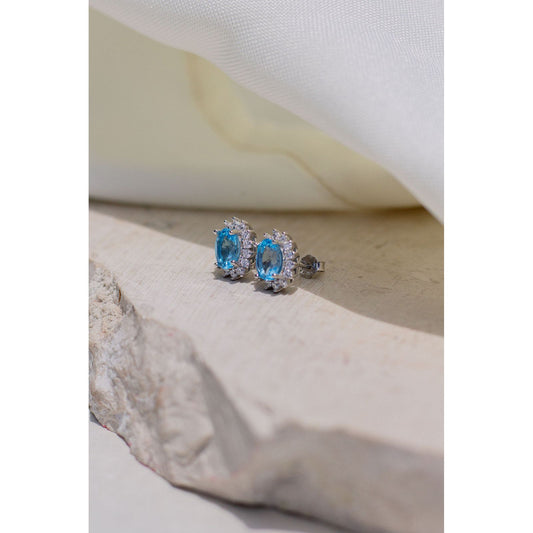 Aretes de topacios azules con pavé.